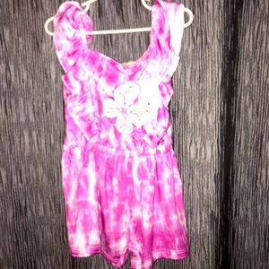 Girls Pink Tie Dye Romper